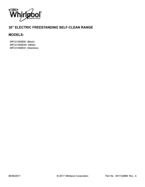 01 - COVER SHEET Diagram and Parts List for WFC310S0ES1  Whirlpool Range