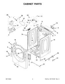 03 - Cabinet Parts Diagram and Parts List for YWED5720RU0  Whirlpool Dryer