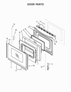 Door Parts Diagram and Parts List for WFC310S0EW0  Whirlpool Range