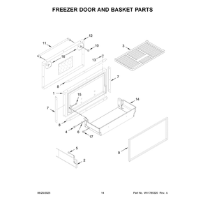 Freezer Door And Basket Parts Diagram and Parts List for KBBR306ESS06  KitchenAid Refrigerator