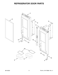 Refrigerator Door Parts Diagram and Parts List for KRFC302ESS09  KitchenAid Refrigerator