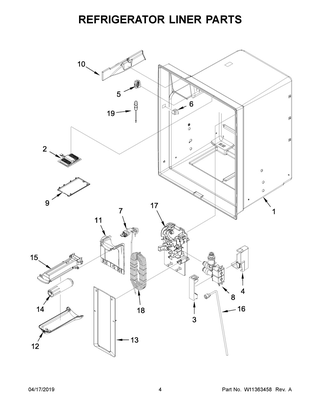 Refrigerator Liner Parts Diagram and Parts List for WRF555SDHB01  Whirlpool Refrigerator