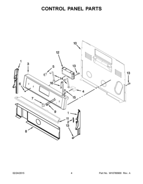 03 - CONTROL PANEL PARTS Diagram and Parts List for YWFE330W0EB0  Whirlpool Range