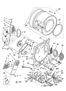 Dryer Bulkhead Parts Diagram and Parts List for 1101820296  Kenmore Washer Dryer Combo