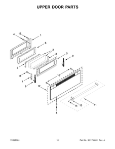 06 - Upper Door Parts Diagram and Parts List for KFGD500EWH11  Whirlpool Range