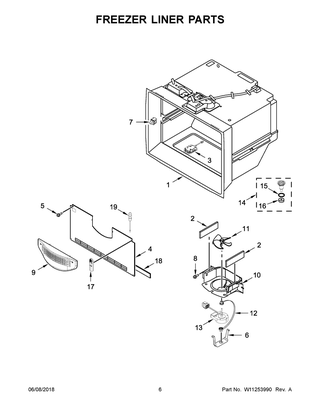 Freezer Liner Parts Diagram and Parts List for KRFF507HPS00  Whirlpool Refrigerator