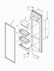 Refrigerator Door Parts Diagram and Parts List for WRS322FDAB02  Whirlpool Refrigerator