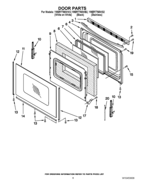 05 - DOOR PARTS Diagram and Parts List for YMER7765WS2  Whirlpool Range