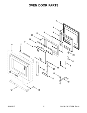 07 - OVEN DOOR PARTS Diagram and Parts List for JLRP536WP01  Whirlpool Range