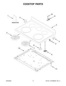 Cooktop Parts Diagram and Parts List for WFE505W0JZ4  Whirlpool Range
