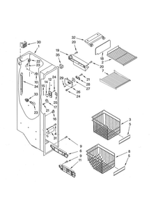 Freezer Liner Diagram and Parts List for GS6NHAXVB04  Whirlpool Refrigerator