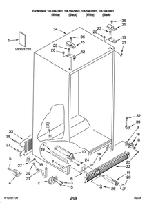 Cabinet Parts Diagram and Parts List for 10659432801  Kenmore Refrigerator