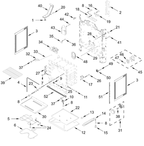 Chassis Parts Diagram and Parts List for ZREW3886RS0  Whirlpool Range
