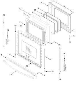 Door Parts Diagram and Parts List for CREW3874RB0  Whirlpool Range