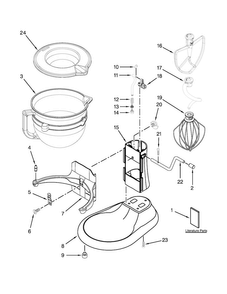 Base And Pedestal Unit Parts Diagram and Parts List for KSM6521XMW0  KitchenAid Mixer