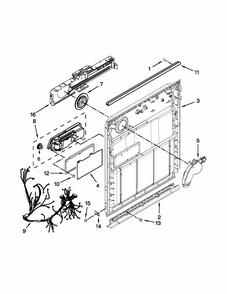 Inner Door Parts Diagram and Parts List for 66515693K211  Kenmore Dishwasher
