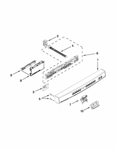 Control Panel And Latch Parts Diagram and Parts List for 66513263K114  Kenmore Dishwasher