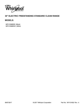 01 - Cover Sheet Diagram and Parts List for WFC150M0EB1  Whirlpool Range
