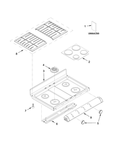 Cooktop Parts Diagram and Parts List for WGG555S0BB01  Whirlpool Range