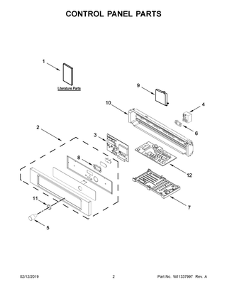 Control Panel Parts Diagram and Parts List for IMBS104GSS01  Whirlpool Microwave