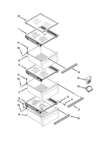 Refrigerator Shelf Parts Diagram and Parts List for KSF26C6XYY05  KitchenAid Refrigerator