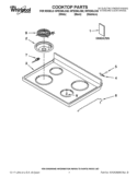COOKTOP PARTS Diagram and Parts List for WFE260LXB0  Whirlpool Range