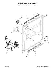Inner Door Parts Diagram and Parts List for 66514573N610  Kenmore Dishwasher