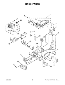 Base Parts Diagram and Parts List for WHD862CHC2  Whirlpool Dryer