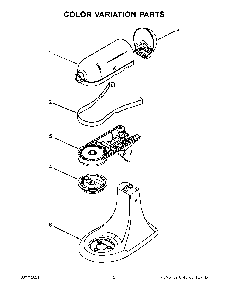 Color Variation Parts Diagram and Parts List for 5KSM150PSZMI0  KitchenAid Mixer