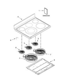 Cooktop Parts Diagram and Parts List for WGE755C0BH00  Whirlpool Range