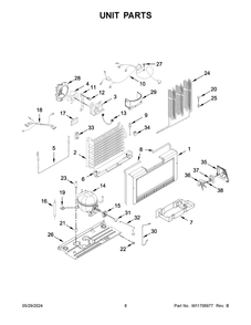 Unit Parts Diagram and Parts List for WZF56R16DW10  Whirlpool Freezer