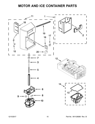 Motor And Ice Container Parts Diagram and Parts List for WRS588FIHV00  Whirlpool Refrigerator