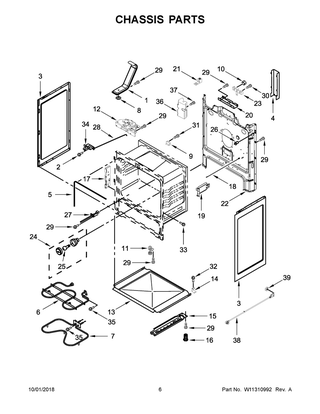 Chassis Parts Diagram and Parts List for YIER660GS0  Whirlpool Range
