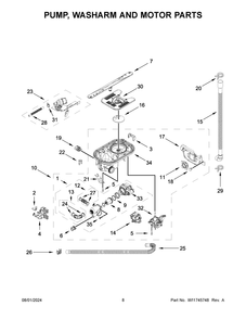 05 - Pump, Washarm And Motor Parts Diagram and Parts List for MDB9979SKZ3  Whirlpool Dishwasher