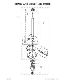Brake And Drive Tube Parts Diagram and Parts List for WET4027EW1  Whirlpool Washer Dryer Combo