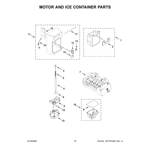 Motor And Ice Container Parts Diagram and Parts List for WRSC5536RB00  Whirlpool Refrigerator