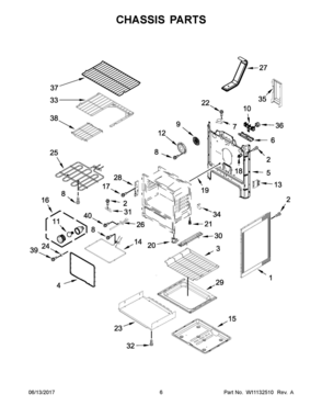 04 - CHASSIS PARTS Diagram and Parts List for WFE770H0FZ1  Whirlpool Range