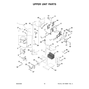 Upper Unit Parts Diagram and Parts List for KBFN502EPA06  KitchenAid Refrigerator