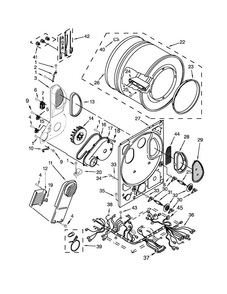 Dryer Bulkhead Parts Diagram and Parts List for 1108875279A  Kenmore Washer Dryer Combo