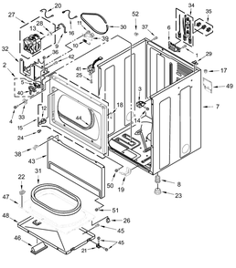 Cabinet Parts Diagram and Parts List for MDE20PDFYW0  Whirlpool Dryer