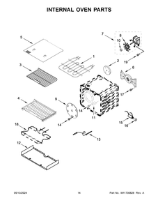 Internal Oven Parts Diagram and Parts List for KFDC500JSS03  KitchenAid Range