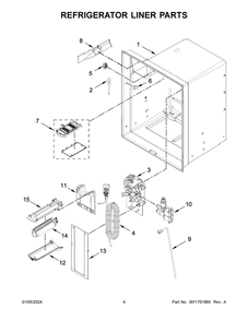 Refrigerator Liner Parts Diagram and Parts List for WRF555SDHW09  Whirlpool Refrigerator