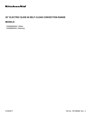 01 - COVER SHEET Diagram and Parts List for YKSEB900ESS1  Whirlpool Range