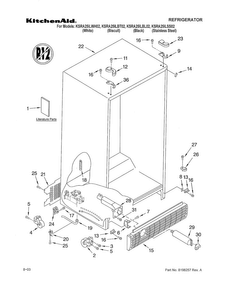 Cabinet Diagram and Parts List for KSRA25ILBL02  KitchenAid Refrigerator