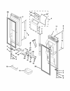 Refrigerator Door Parts Diagram and Parts List for IX7DDEXDSM01  Whirlpool Refrigerator