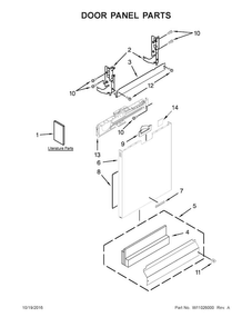 Door Panel Parts Diagram and Parts List for KDFE104DWH4  KitchenAid Dishwasher