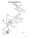 BROILER AND OVEN BURNER Diagram and Parts List for SF386PEWW3  Whirlpool Range