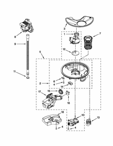 Pump And Motor Parts Diagram and Parts List for 66513292K112  Kenmore Dishwasher