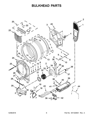 Bulkhead Parts Diagram and Parts List for YWED9620HC0  Whirlpool Dryer