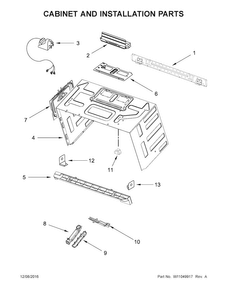 Cabinet And Installation Parts Diagram and Parts List for KMHC319EBL2  KitchenAid Microwave